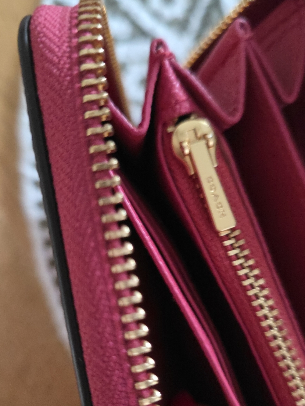 Coach Pink Long Zip Around Leather Wallet/ Wristlet - Picture 7 of 7